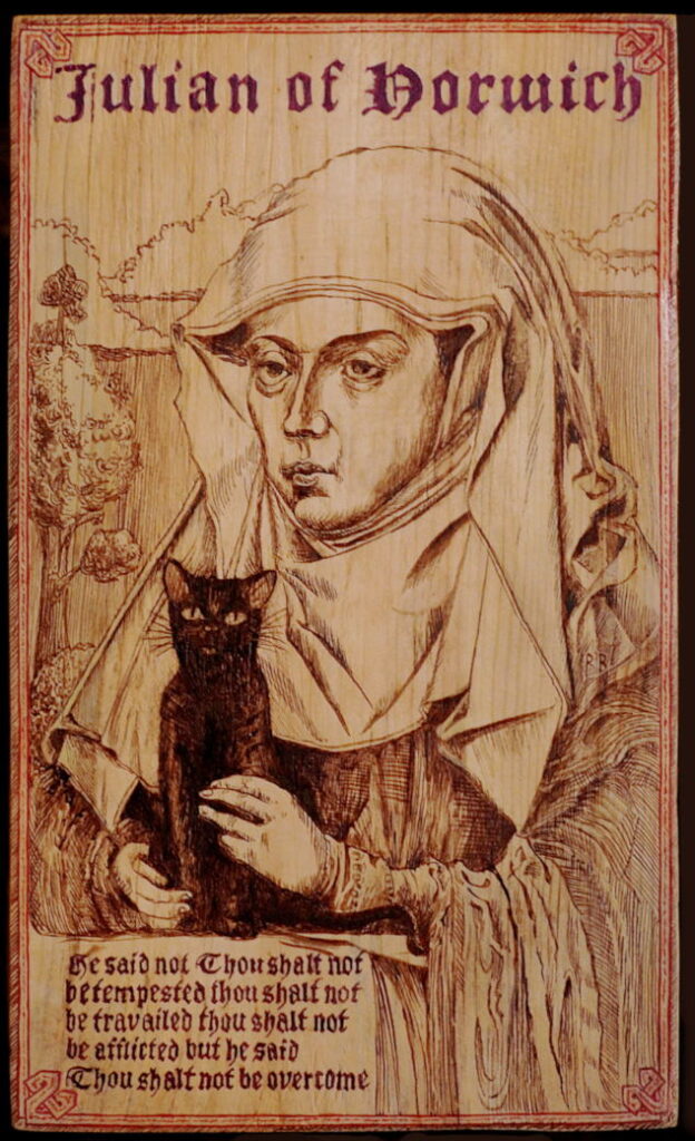 Julian of Norwich 25,5x15x2,5 temp on wood 2023